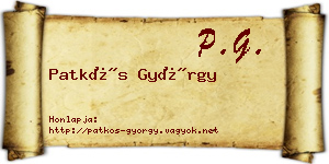 Patkós György névjegykártya